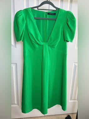 BCBGMaxAzria Emerald Green Knot-Front Midi Dress